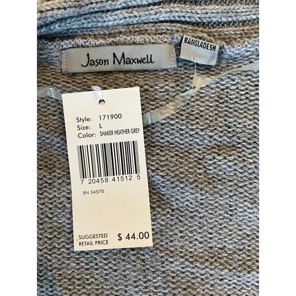 Jason Maxwell Sweater Cardigan Women's Gray Size Large Cable Knit Open Front - Picture 6 of 11